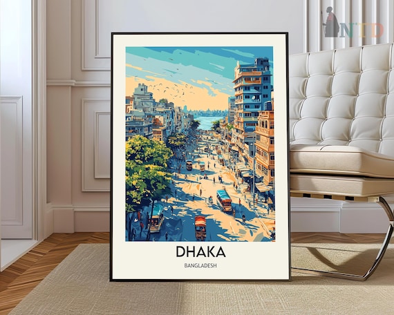 Dhaka Poster Wall Art Print Photo Travel Bangladesh Map