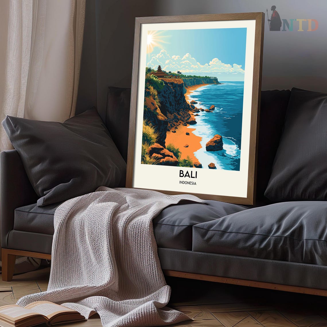 Bali Cliffside Temple Beach Daytime Cove Ocean Travel Poster - Image 3