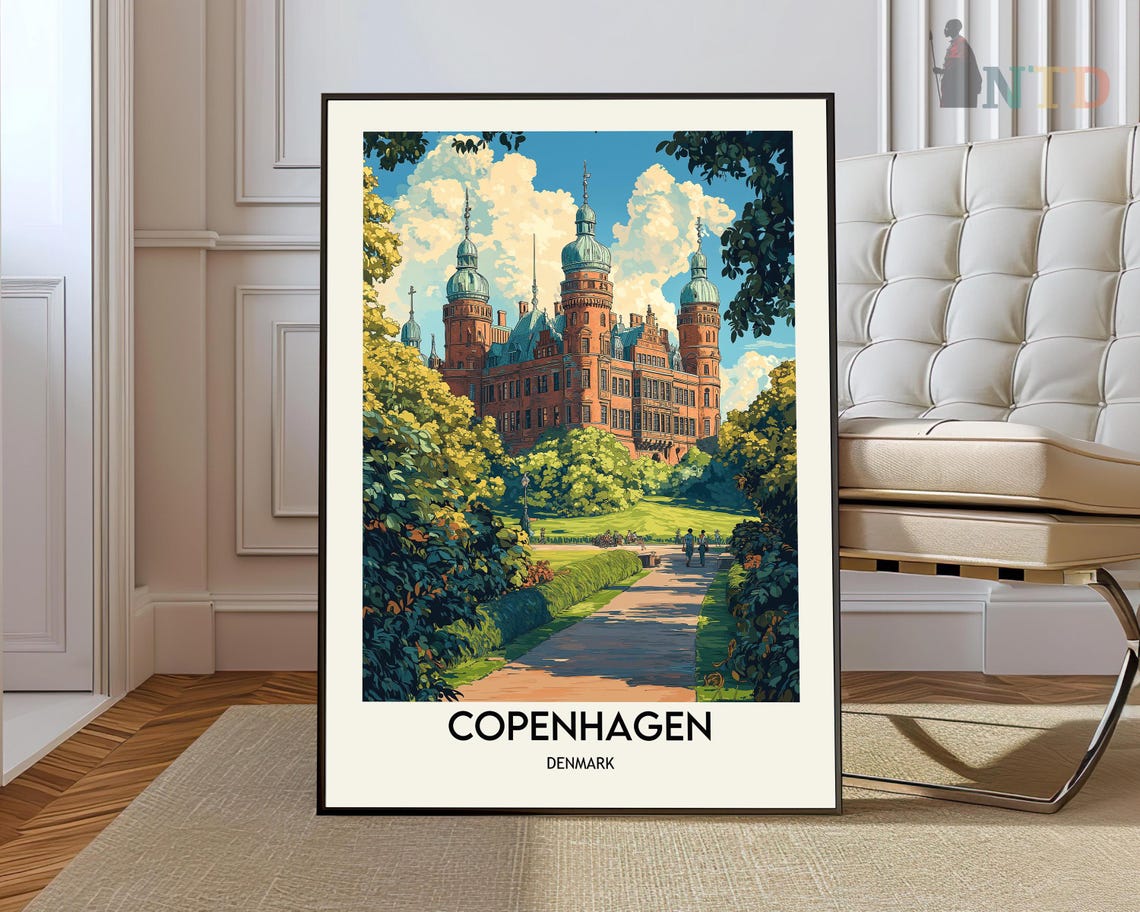 Copenhagen Red Brick Castle with Copper Domes in Summer Poster