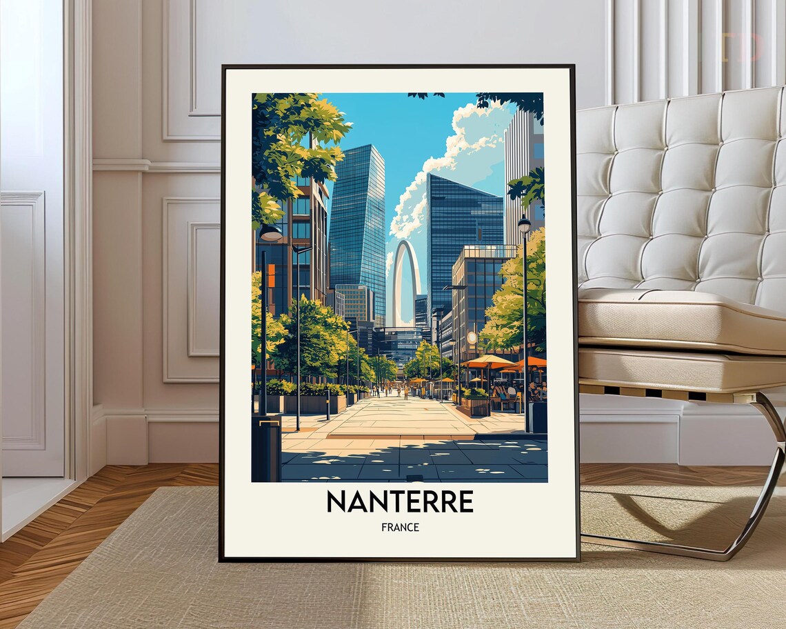 Nanterre France Modern Business District Poster with Arch View Art