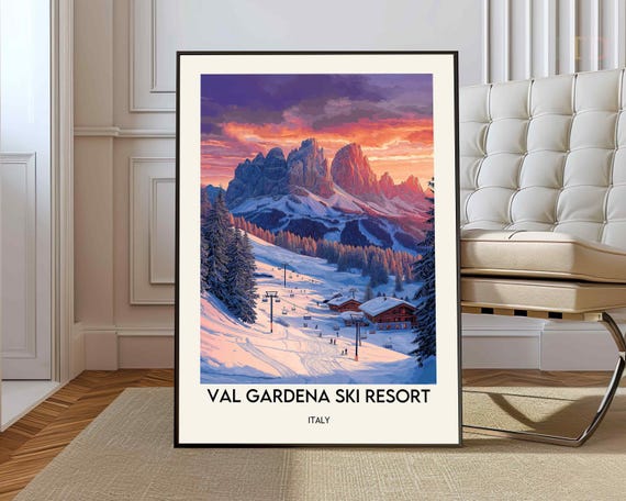 Val Gardena Ski Resort Poster Wall Art Print Photo Dolomites Italy