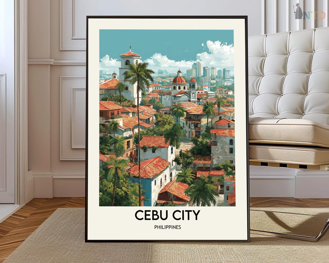 Cebu City Philippines Rooftops Churches And Palms Overlook Poster