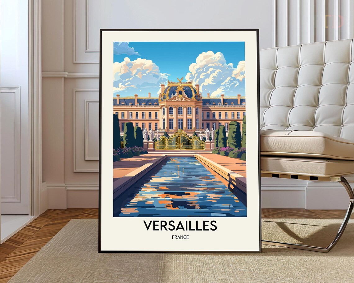 Versailles Palace Grand Canal Golden Gates France Travel Poster