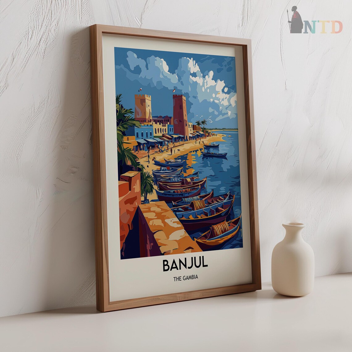 Banjul The Gambia Fishing Boats Row Old Town Waterfront Travel Poster - Image 2