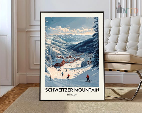 Schweitzer Mountain Ski Resort Poster Wall Art Print Idaho