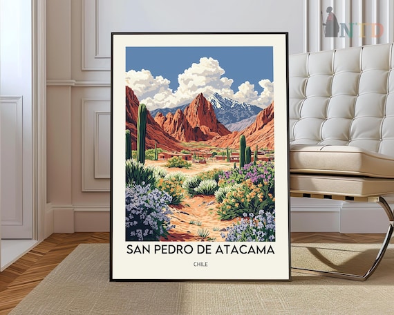 San Pedro De Atacama Chile Desert Landscape Vintage Travel Poster