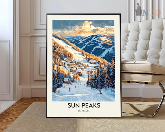 Sun Peaks Ski Resort Dusk Village Golden Light Winter Scene Poster