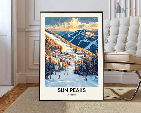 Sun Peaks Ski Resort Poster Wall Art Print Photo Canada