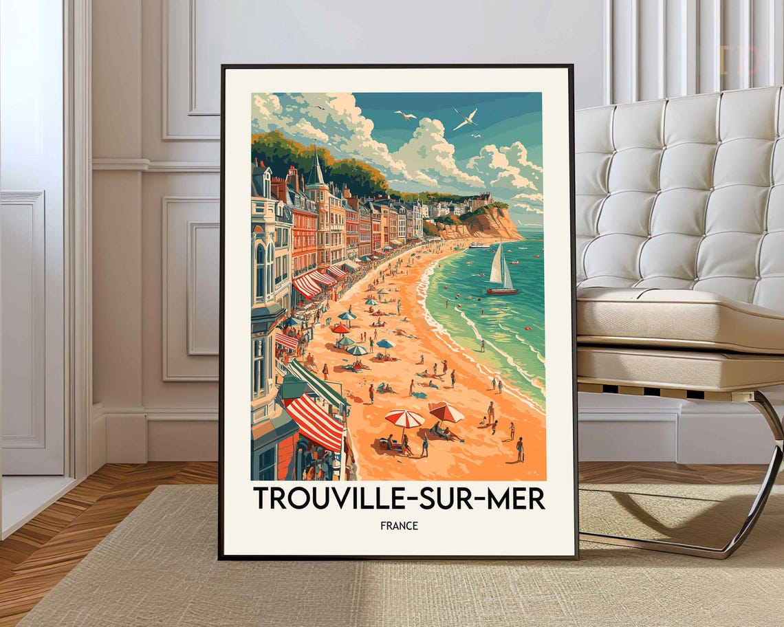 Trouville Sur Mer France Seaside Beach Vintage Travel Poster
