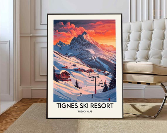 Tignes Ski Resort Poster Wall Art Print Photo French Alps