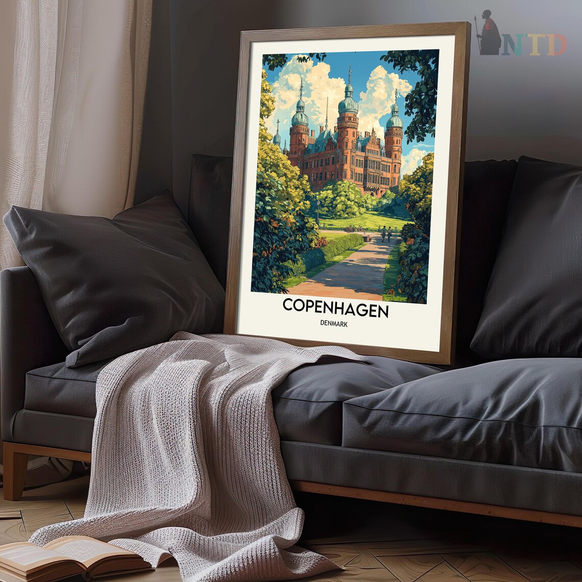 Copenhagen Red Brick Castle with Copper Domes in Summer Poster - Image 3