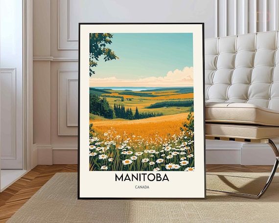 Manitoba Bison Grazing At Golden Sunset By The Lake Travel Poster