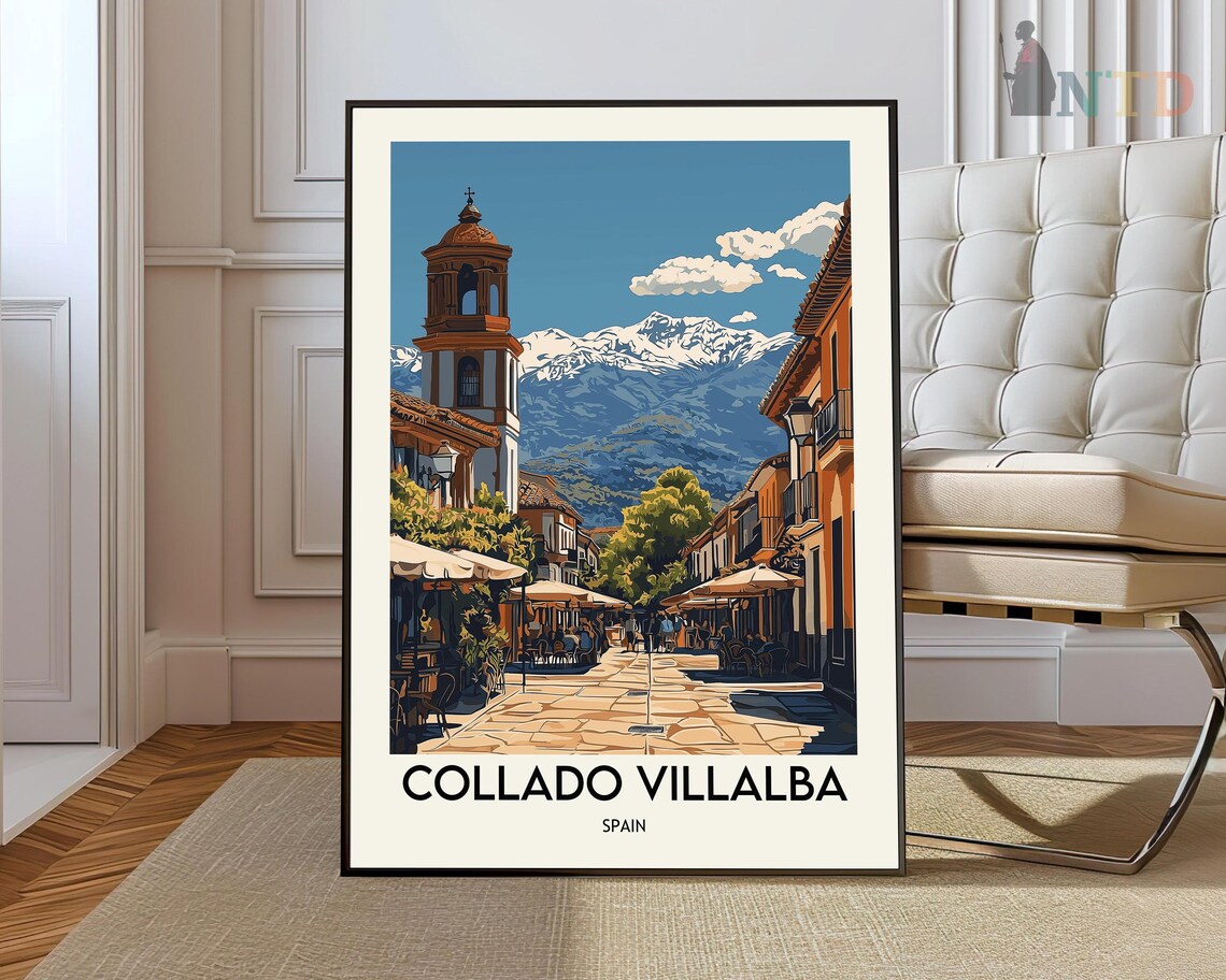 Collado Villalba Spain Mountain Plaza Town Travel Art Poster