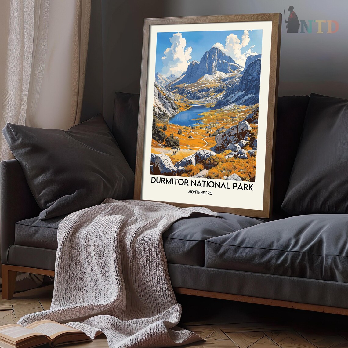 Durmitor National Park Mountain Lake with Hikers on the Trail Poster - Image 3