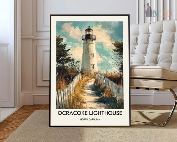 Ocracoke Lighthouse Poster Wall Art Print Photo Decor