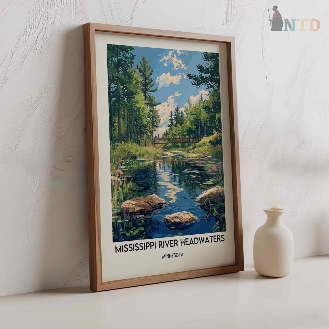 Mississippi River Headwaters Minnesota Stream Footbridge Poster - Image 2