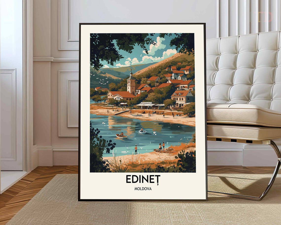 Edinet Moldova Riverside Town Summer Vacation Getaway Travel Poster