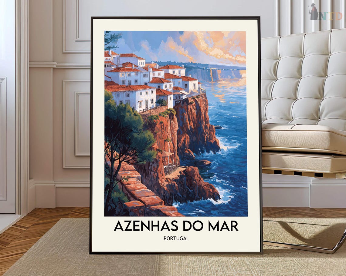Azenhas do Mar Portugal Clifftop Village Coastal Travel Poster