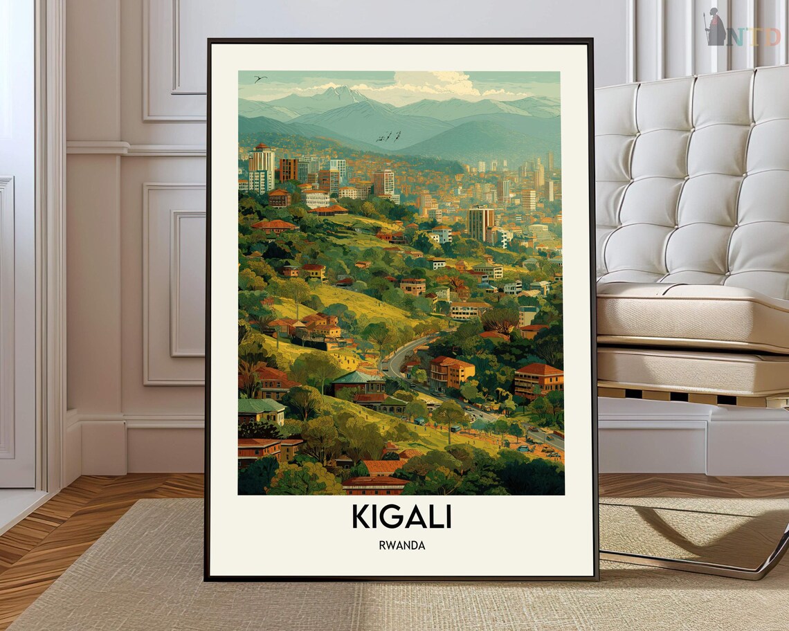 Kigali Rwanda City Skyline Winding Road View Travel Art Poster
