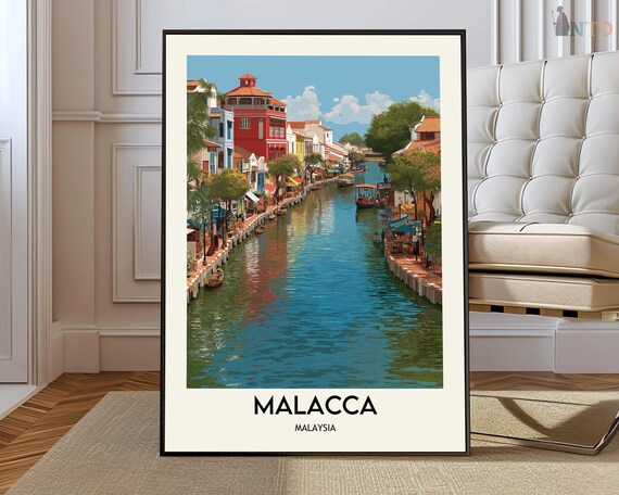 Malacca Malaysia Riverfront Tour Boats Colonial City Travel Poster