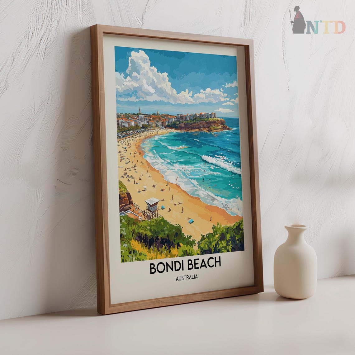 Bondi Beach Aerial View Lifeguard Tower Turquoise Waves Travel Poster - Image 2
