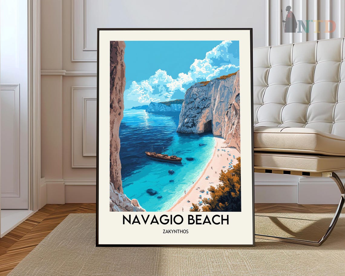Navagio Beach Zakynthos Greece Shipwreck Bay Travel Art Poster