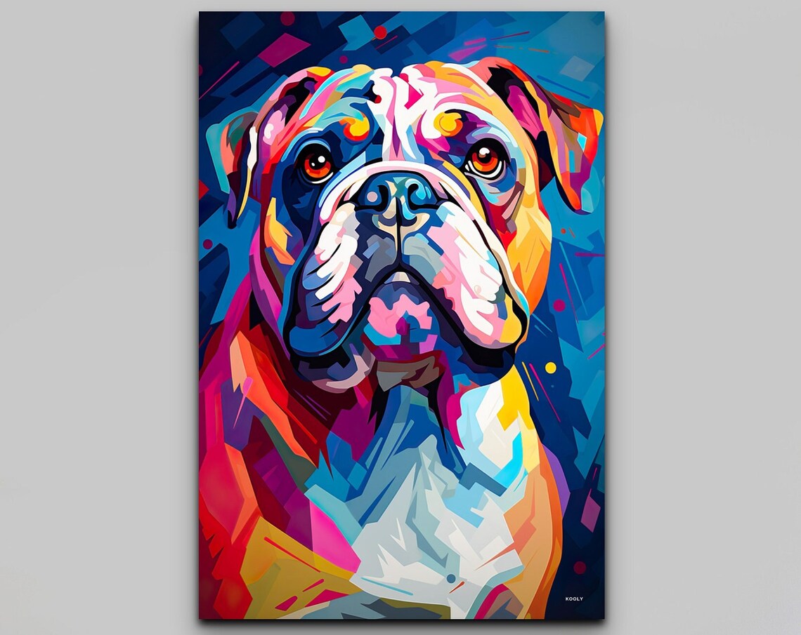 English Bulldog Pop Art Poster, Cute Pet Portrait