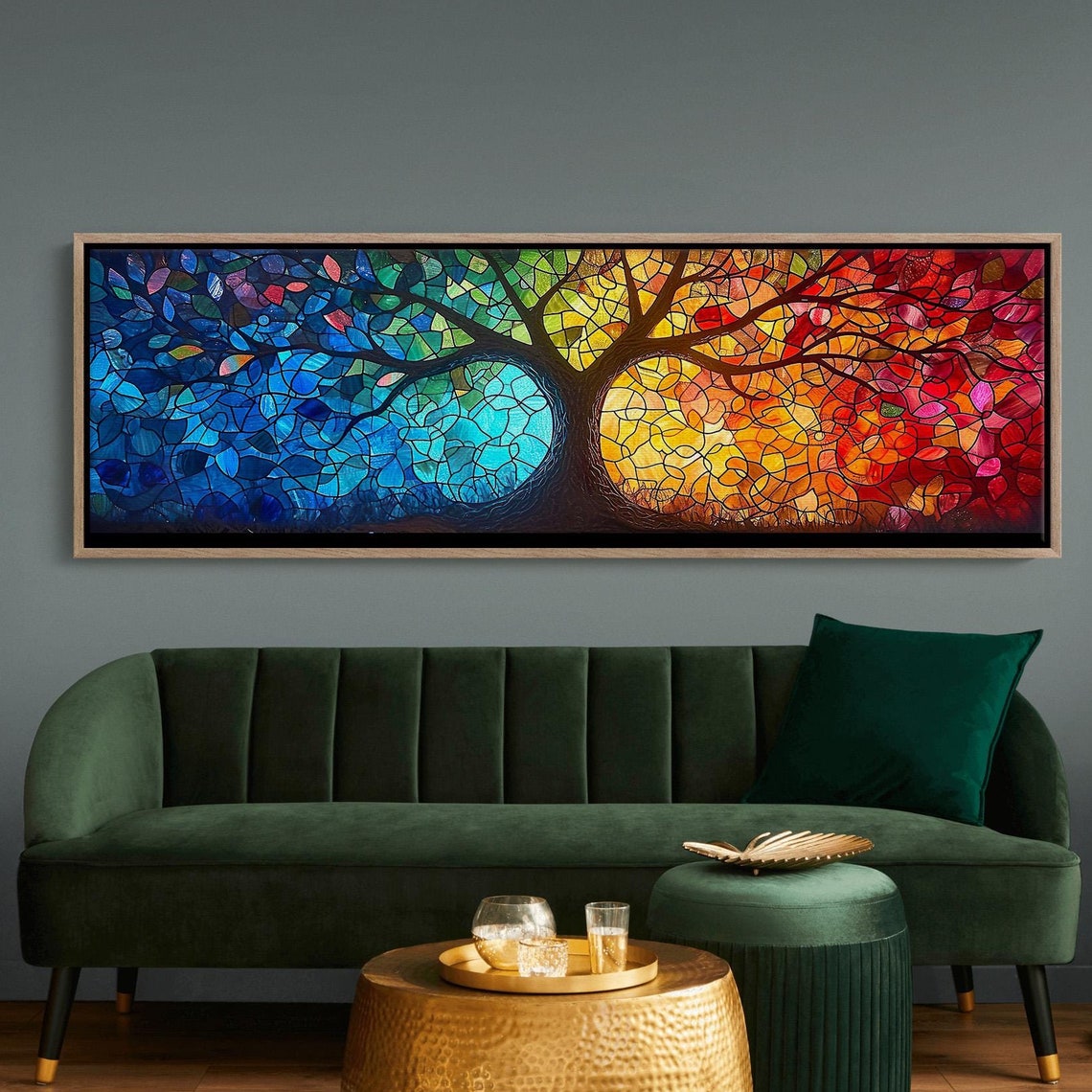 Yggdrasil Tree Of Life Stained Glass Style Wall Art