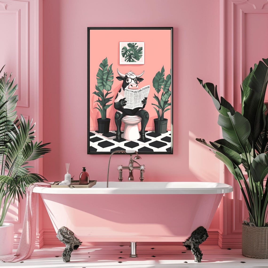 Animal Cow Toilet Print Cow Wall Art Funny Toilet Print Funny Bathroom Wall Art Tropical Home Decor Funny Cow Gifts - Image 3