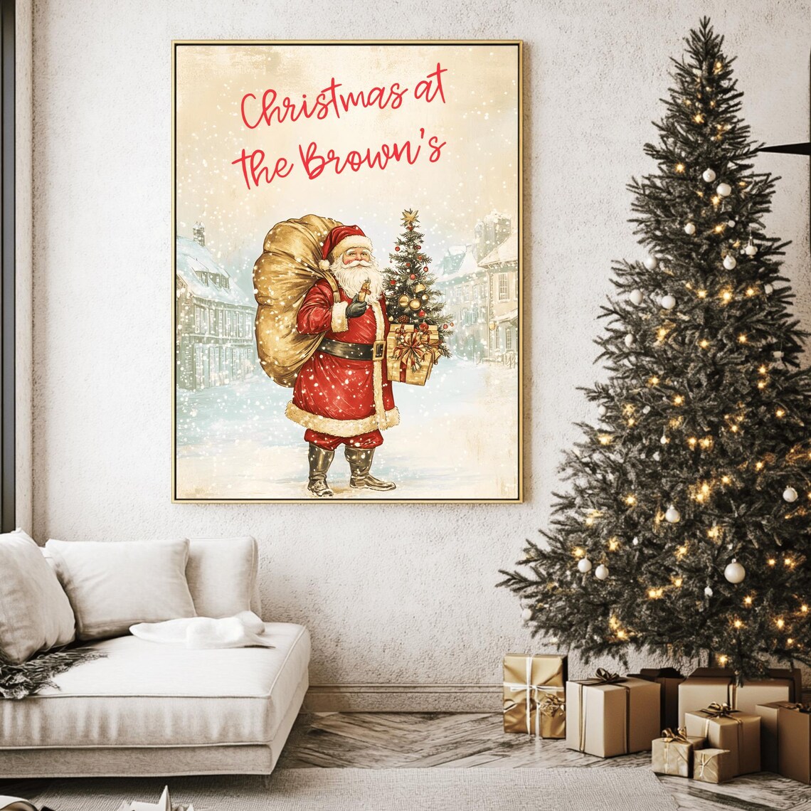 Family Christmas at the Smith's Santa with His Gift Sack Poster - Image 2