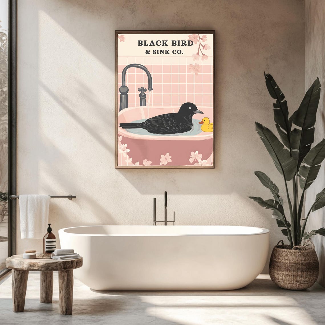 Black Bird and Sink Co. Crow in a Sink Funny Bathroom Poster - Image 2