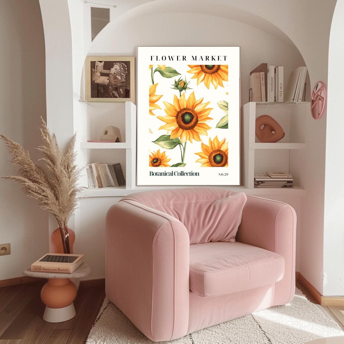 Large Sunflower Blooms Flower Market Watercolor Botanical No 29 Poster - Image 3