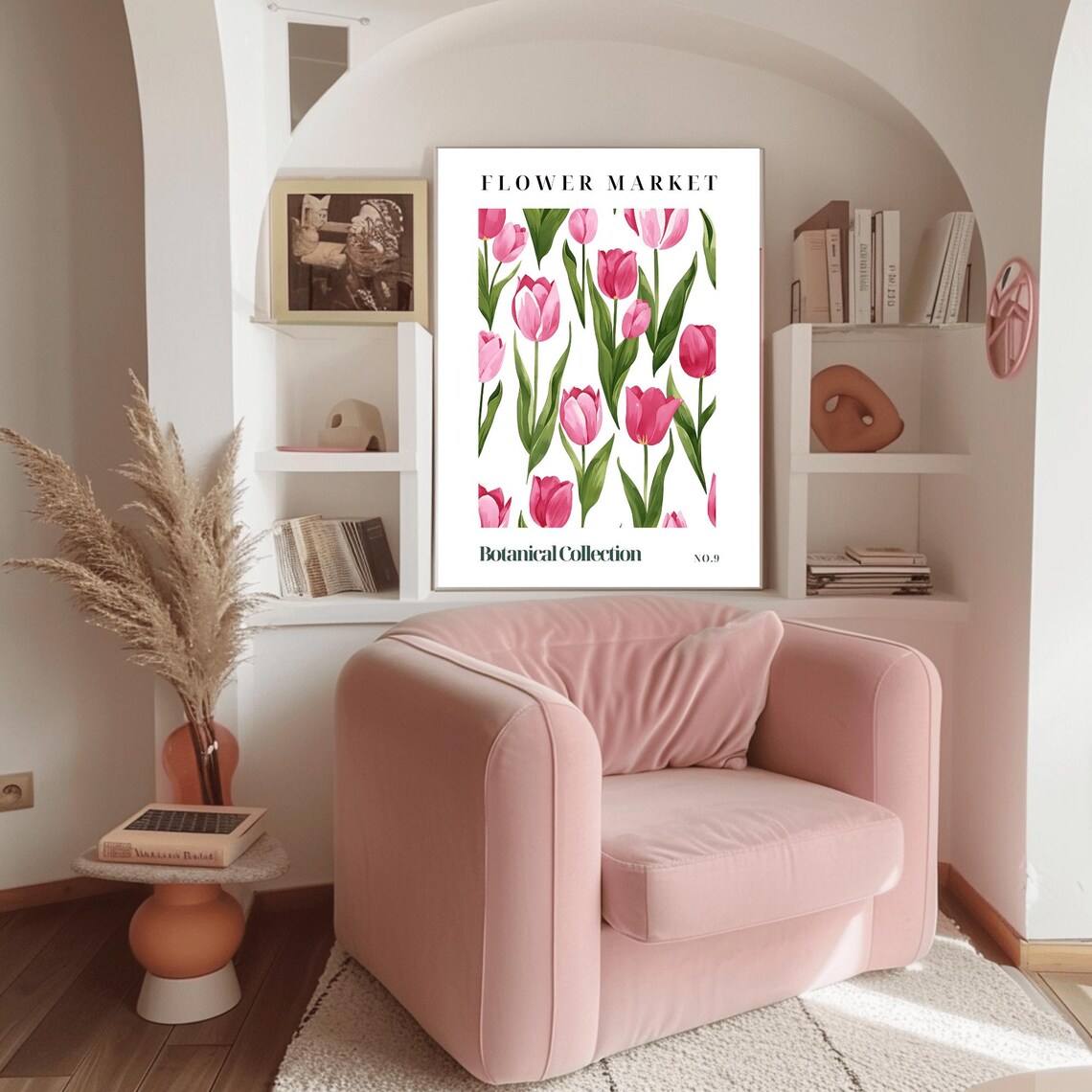 Flower Market Pink Tulips Watercolor Botanical Collection Poster - Image 3
