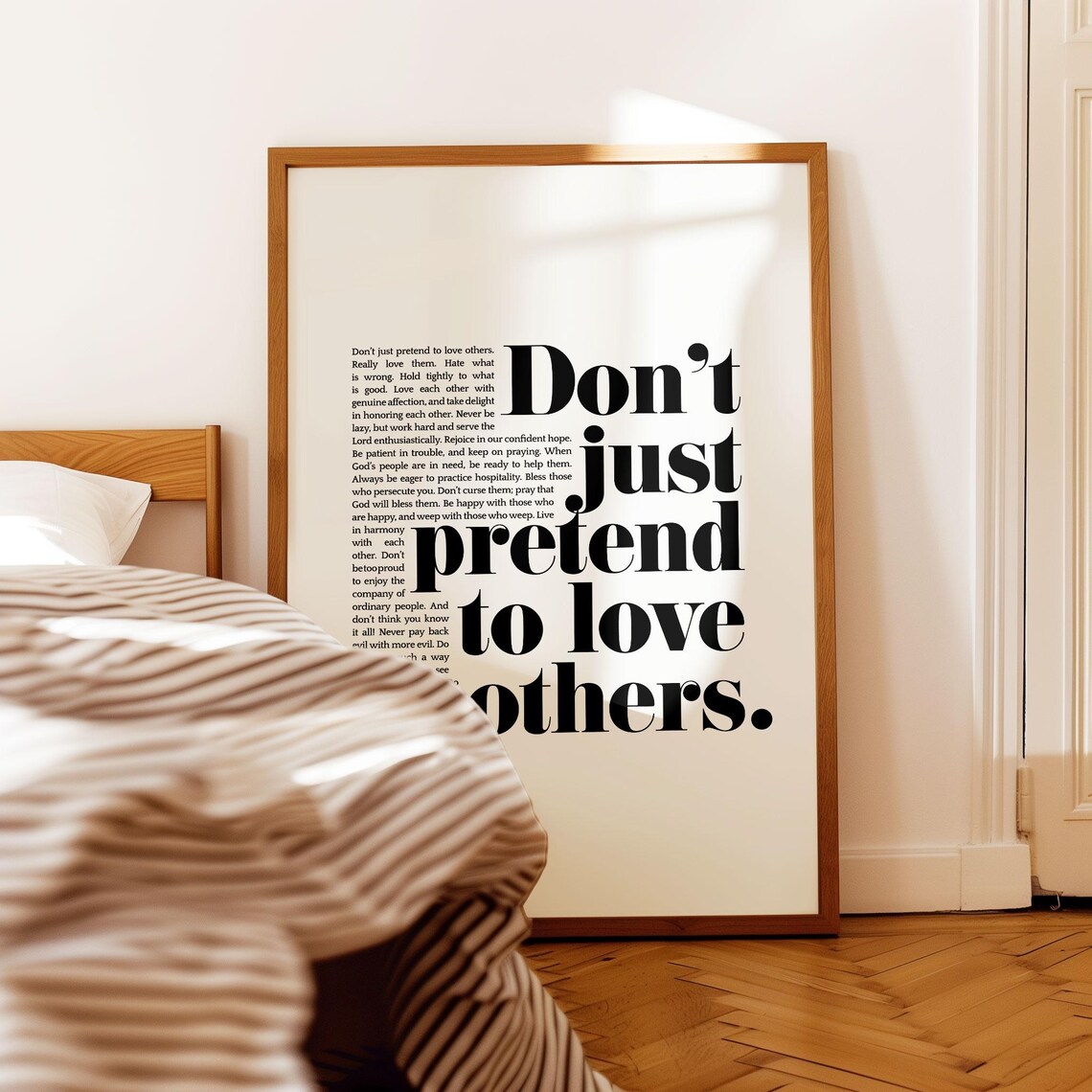 Don't Just Pretend To Love Others Romans 12 9 18 Bold Serif Verse Poster - Image 4