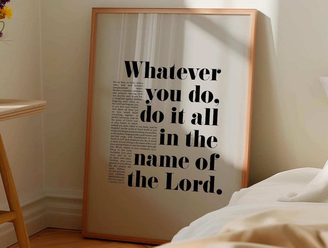 Colossians 3:12-21 Faith Verse Typography Art Print