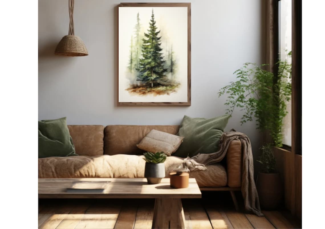 Pine Tree Painting, Evergreen Watercolor Art Print - Image 3