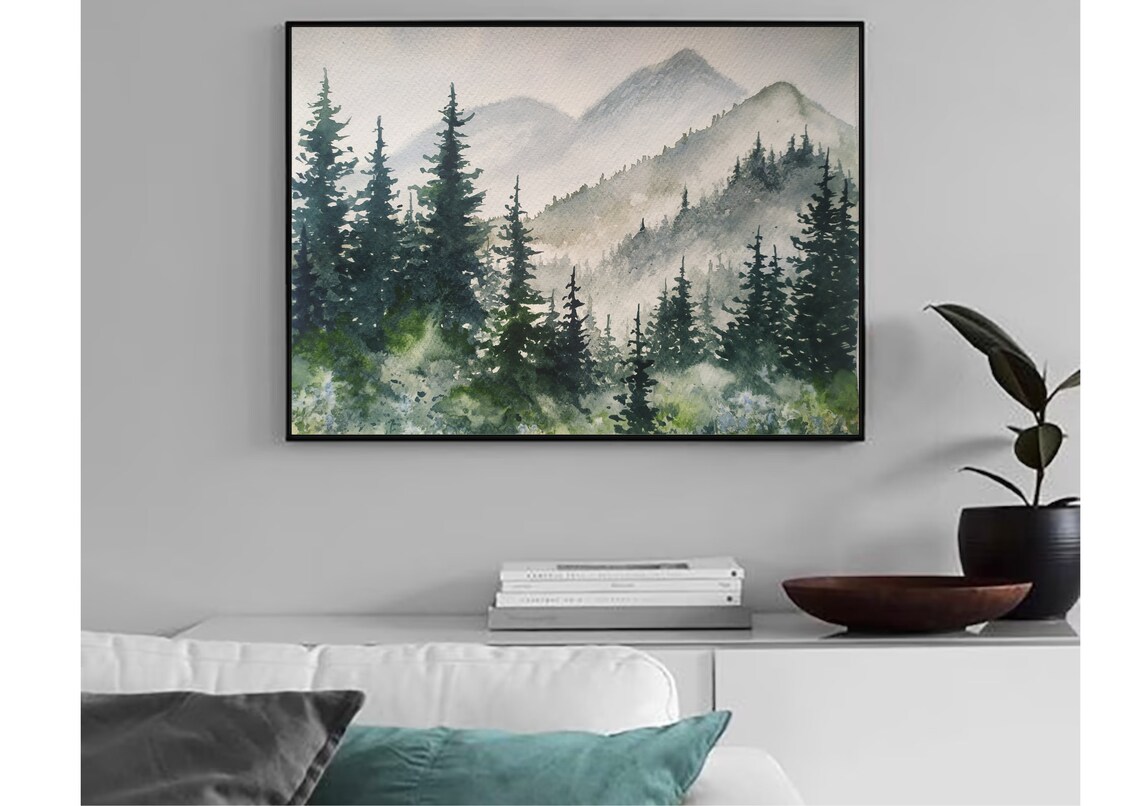 Appalachian Mountains Watercolor Art Print, Smoky Peaks - Image 6