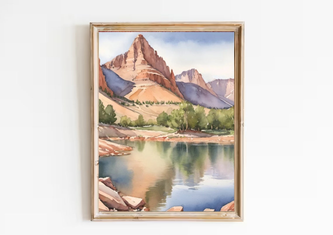 Utah Painting Sundial Peak And Lake Blanche Watercolor Art Print Utah Landscape Wall Art Mountain Lake Art Travel Print Hiking Gifts - Image 2