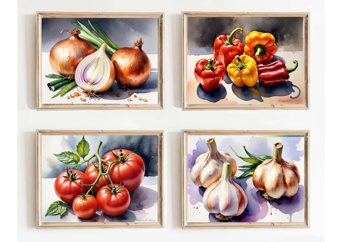 Ripe Red Tomatoes On The Vine Watercolor Kitchen Still Life Poster - Image 3