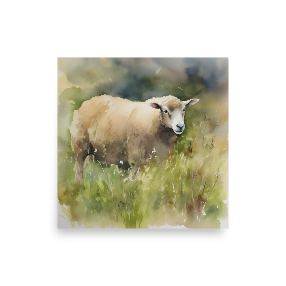 Sheep Watercolor Art Print, Farmhouse Meadow Scene - Image 4