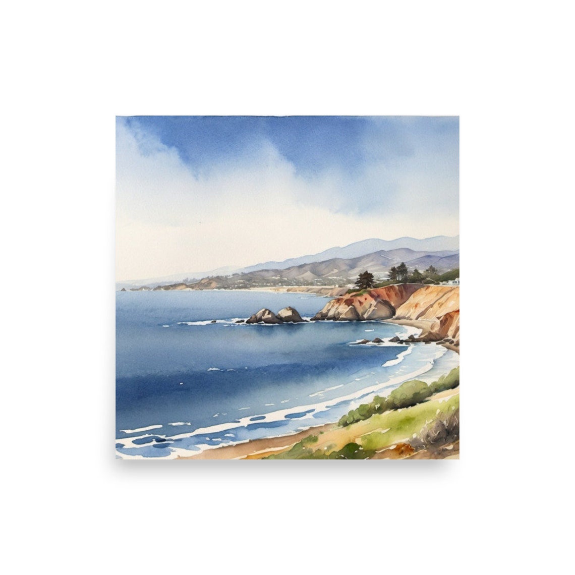 Big Sur Painting California Coast Watercolor Art Print California Coastline Wall Art Ocean Beach Art Californias Pacific Coast Seascape Art - Image 4