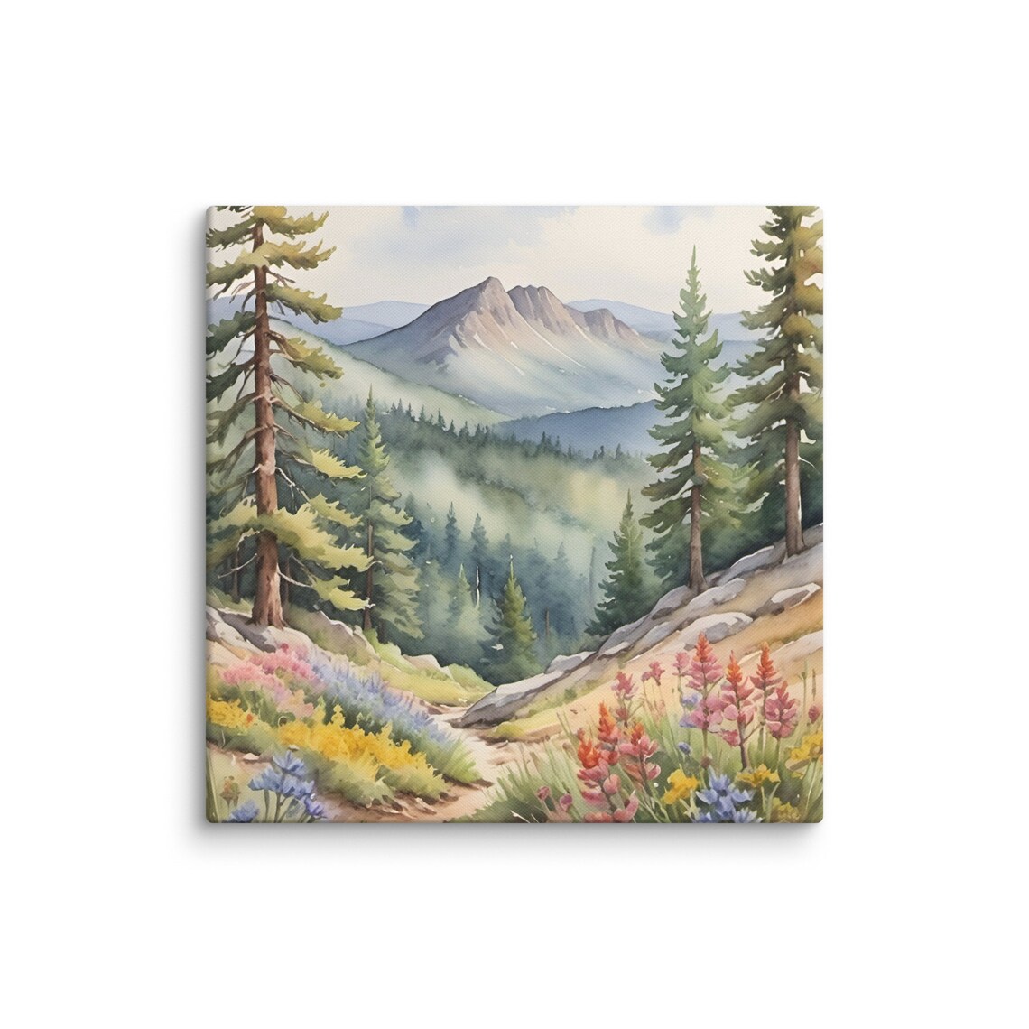 Rocky Mountain Wildflower Meadow Trail Watercolor Colorado Art Poster - Image 2