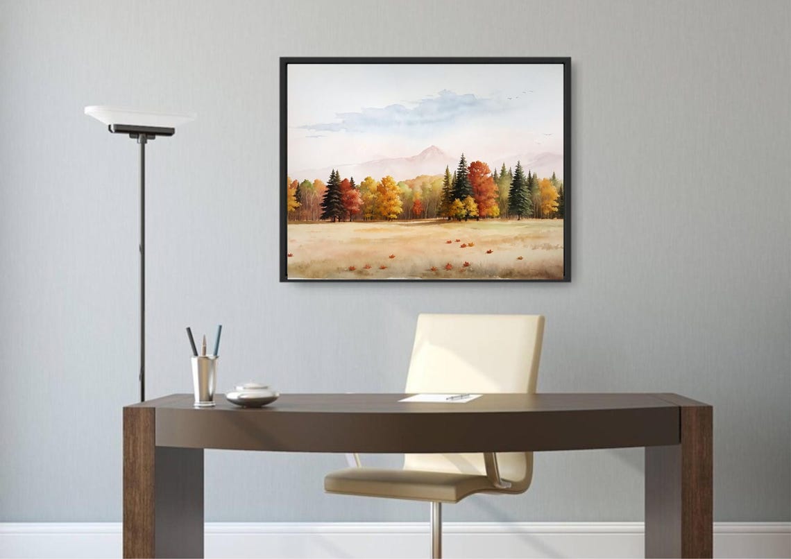 Vermont Autumn Meadow With Colorful Trees And Distant Mountain Poster - Image 4