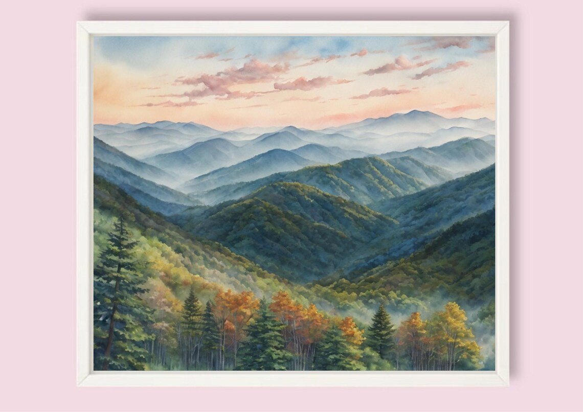 Appalachian Mountains Watercolor Art Print, Smoky - Image 5