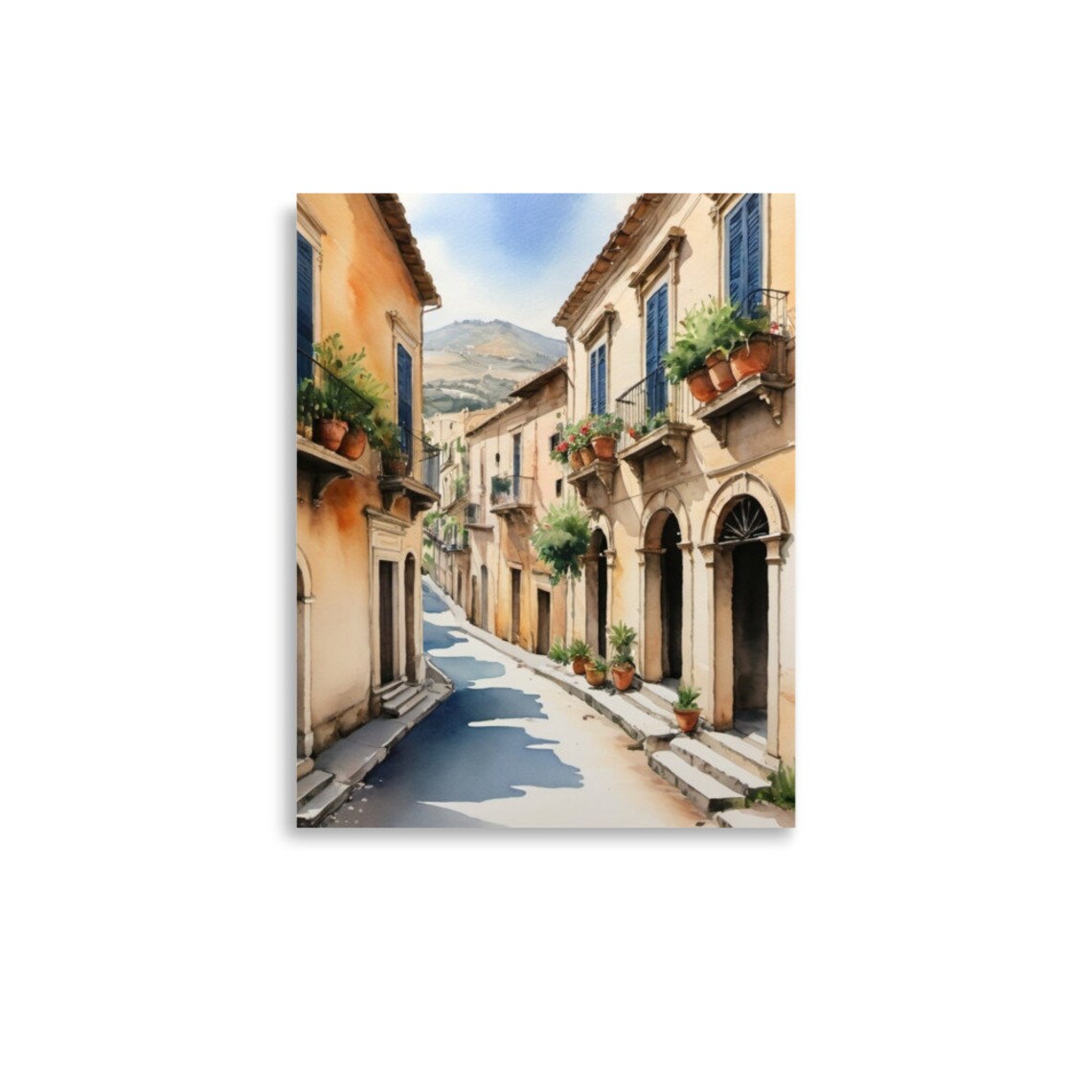 Sicily Watercolor Cityscape Italy Travel Poster - Image 2