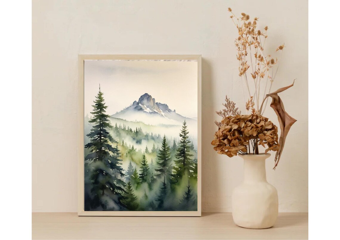 Mount Shasta Watercolor Art Print, California Landscape - Image 5
