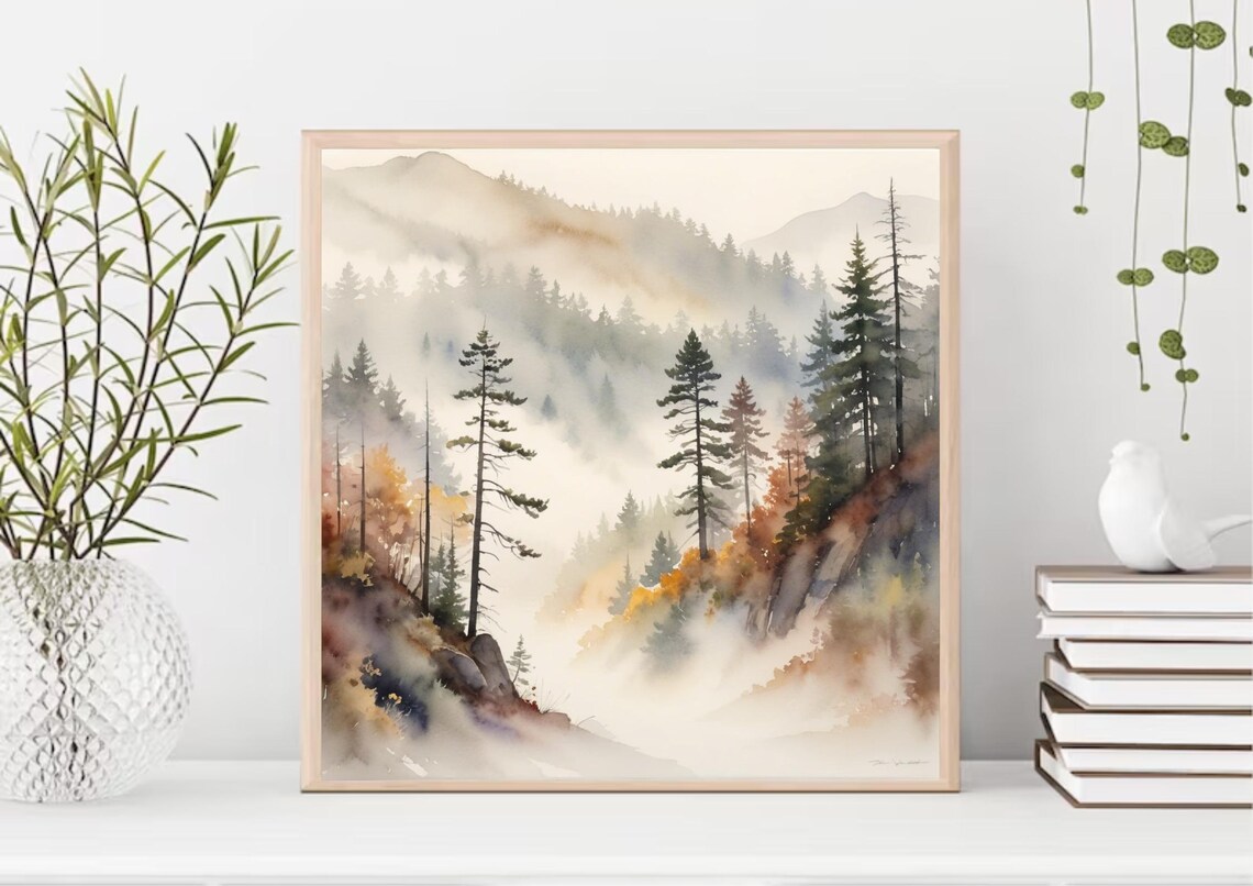 Great Smoky Mountains North Carolina Watercolor Art Print - Image 3