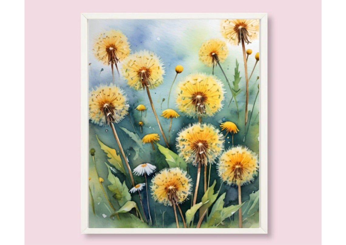 Dandelion Seed Heads Botanical Meadow Watercolor Flower Poster - Image 6