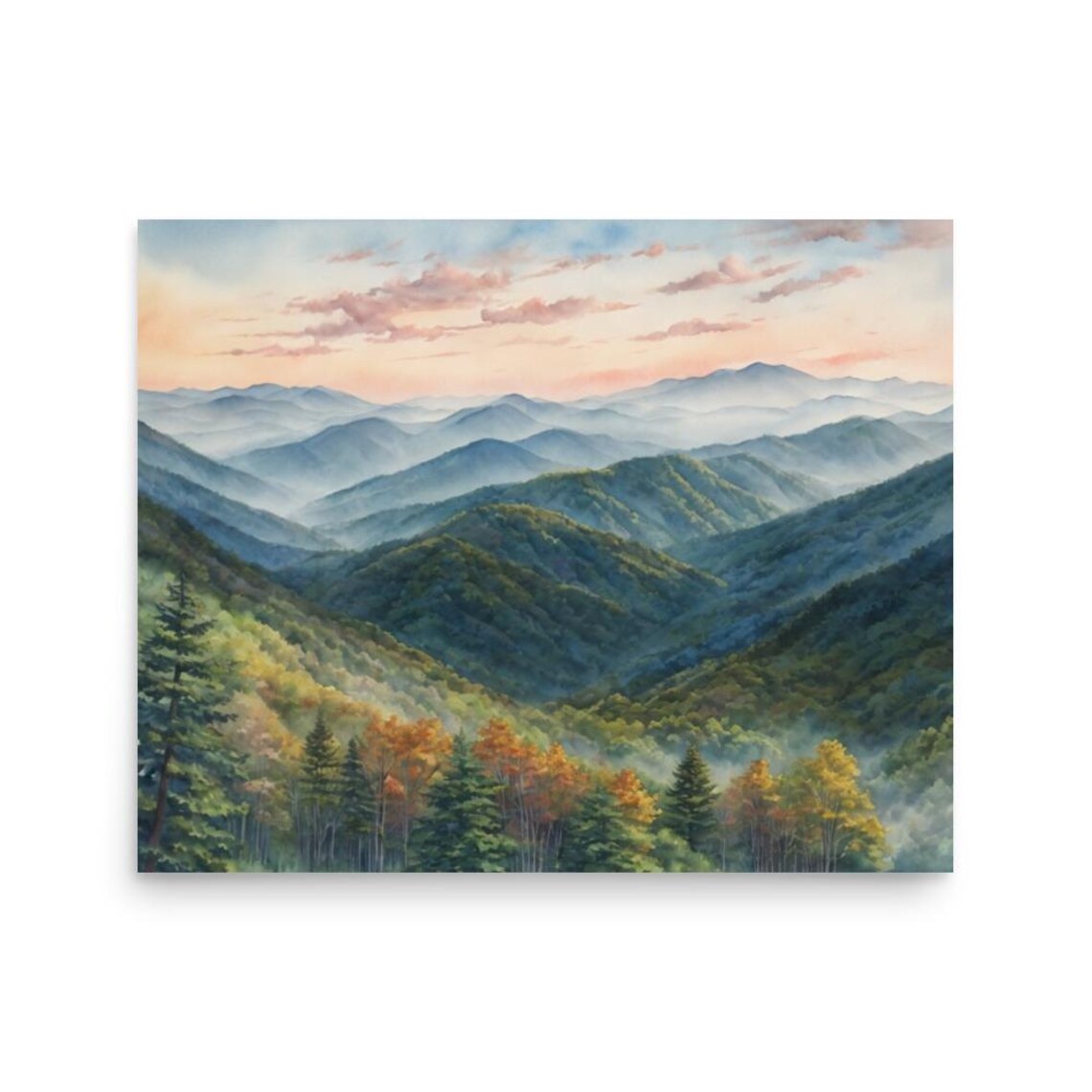 Appalachian Mountains Watercolor Art Print, Smoky - Image 2