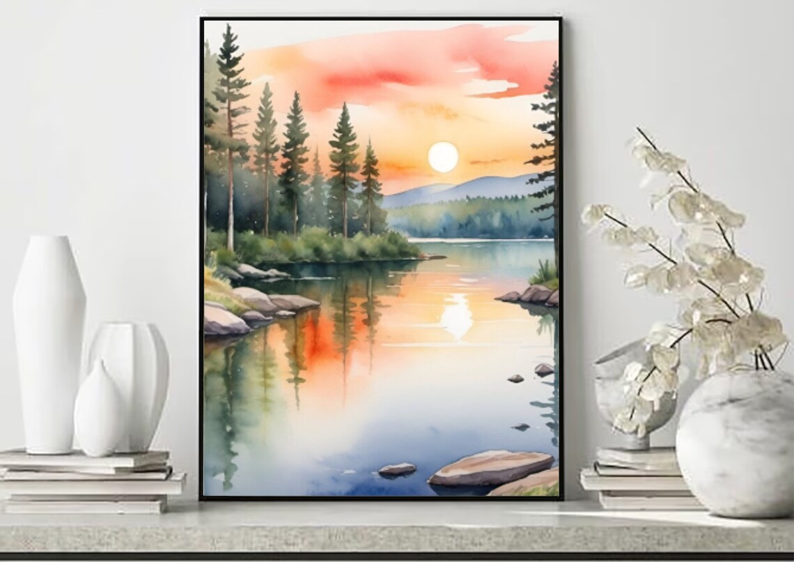Big Bear Lake, California Watercolor Art Print - Image 5